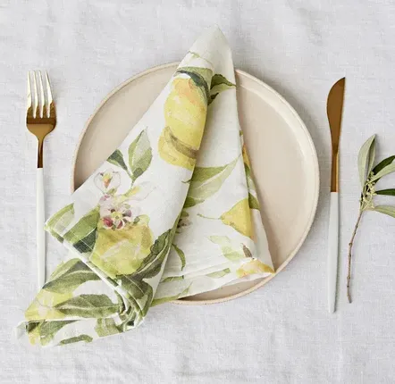 Serviettes - Lot de 2 serviettes en lin imprimées Jardin d’agrumes - MAGICLINEN
