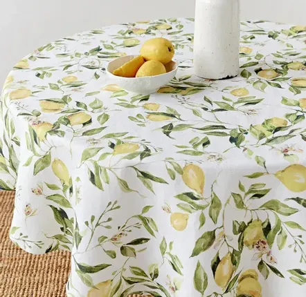 Nappes - Nappe ronde en lin imprimée Jardin d’agrumes - MAGICLINEN