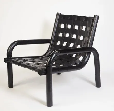 Lounge chairs for hospitalities & contracts - Ginga Lounge Leather Armchair in Black Solid sandbrushed Oak, Portugal - DUISTT