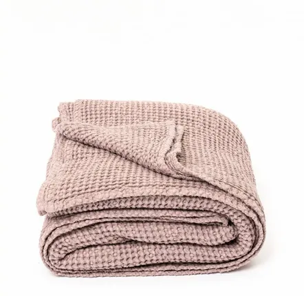Bed linens - Linen waffle blanket in Vanilla - MAGICLINEN