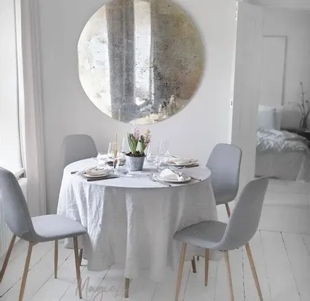 Nappes - Nappe ronde en lin bleu gris - MAGICLINEN