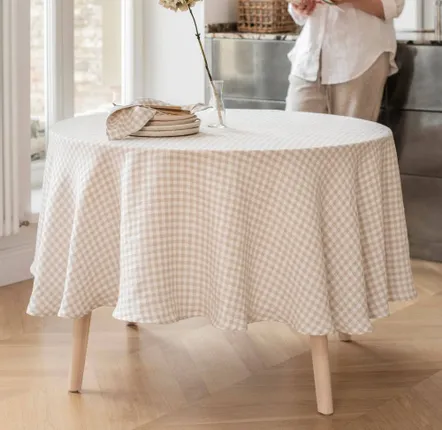 Nappes - Nappe ronde en lin vichy naturel - MAGICLINEN