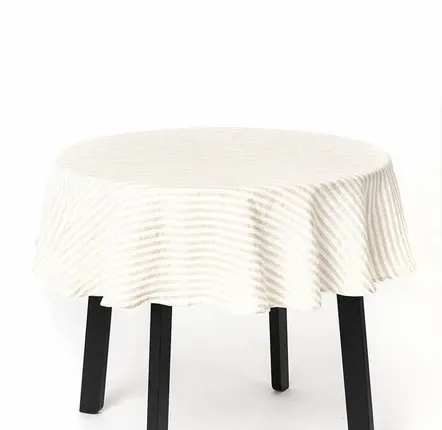 Nappes - Nappe ronde en lin rayée naturelle - MAGICLINEN
