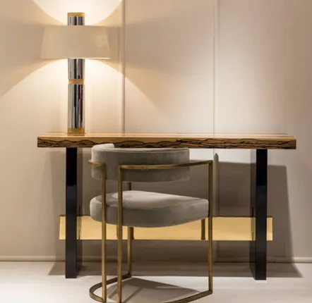 Chambres d'hôtels - Console entrée Geometry en Sikomore et bois laqué coloris bronze - DUISTT