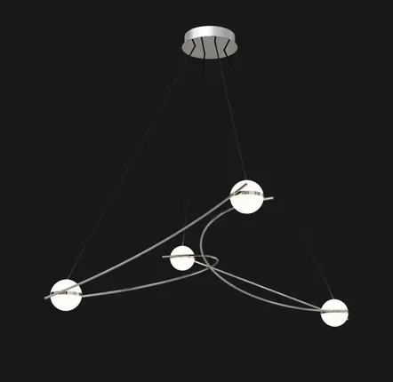 Hanging lights - Sphere Pendant Light – Stainless Steel & Opal Glass – Kosmos 4S - MOSS OBJECTS