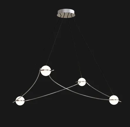 Hanging lights - Sphere Pendant Light – Stainless Steel & Opal Glass – Kosmos 4S - MOSS OBJECTS