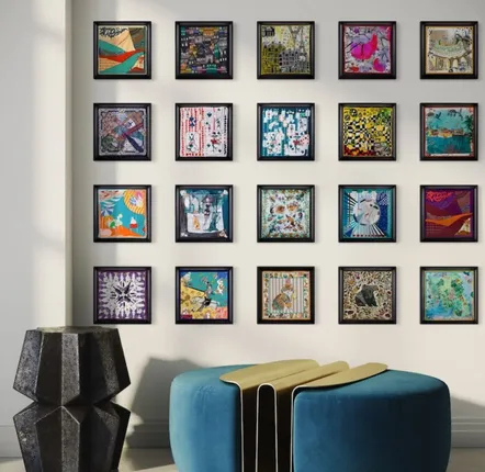 Paintings - Wow - World of Wonder Framed Silk Scarves - UN POCO