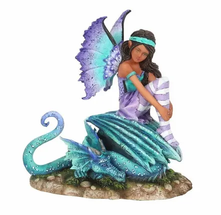 Ornements - Figurine de fée perchée sur un dragon de 16 cm par Amy Brown - SOMETHING DIFFERENT WHOLESALE