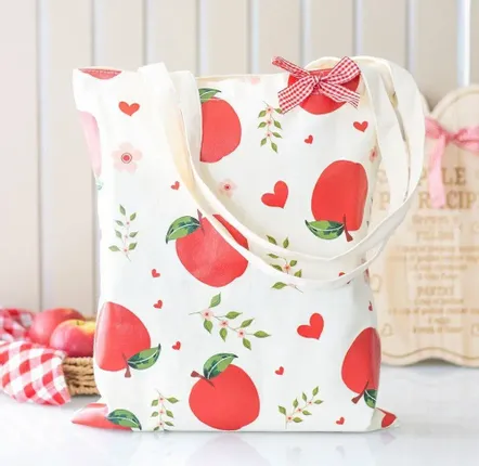Bags and backpacks - Apple Print Polycotton Tote Bag - SOMETHING DIFFERENT WHOLESALE