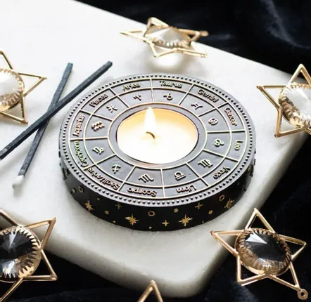 Candlesticks and candle holders - Astrology Wheel Tealight Candle Holder - SOMETHING DIFFERENT WHOLESALE EUROPE BV