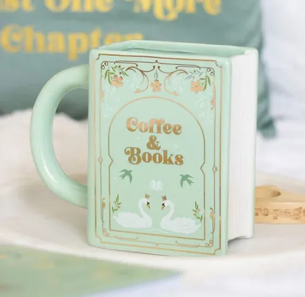 Tasses et mugs - Mug en forme de livre vert « Café et Livres » - SOMETHING DIFFERENT WHOLESALE EUROPE BV