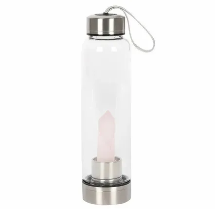 Verres - Bouteille d'eau purificatrice en verre de quartz rose - SOMETHING DIFFERENT WHOLESALE