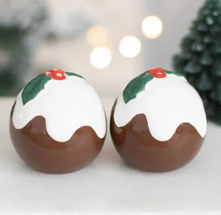 Sets de table - Salières et poivrières en forme de pudding de Noël - SOMETHING DIFFERENT WHOLESALE