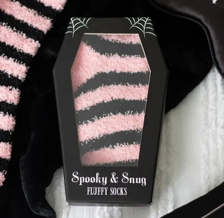 Chaussettes - Chaussettes à rayures roses et noires dans une boîte cadeau en forme de cercueil - SOMETHING DIFFERENT WHOLESALE EUROPE BV
