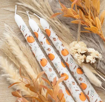 Candles - Set of 3 Pumpkin Taper Candles - SOMETHING DIFFERENT WHOLESALE EUROPE BV
