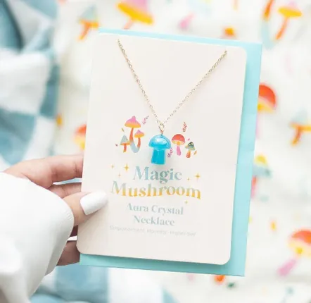 Jewelry - Blue Aura Mushroom Necklace Greeting Card - SOMETHING DIFFERENT WHOLESALE EUROPE BV