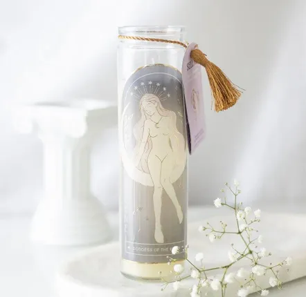 Candles - Selene Goddess Tube Candle with Amethyst Crystals - SOMETHING DIFFERENT WHOLESALE EUROPE BV
