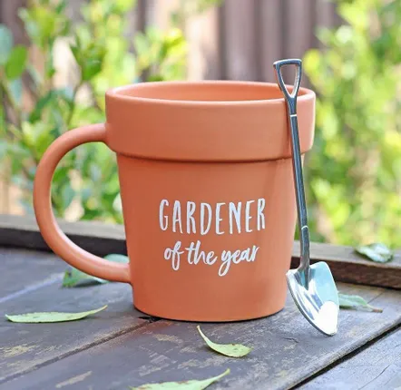 Mugs - Gardener of the Year Pot Mug and Shovel Spoon - SOMETHING DIFFERENT WHOLESALE