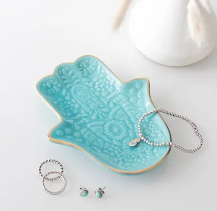 Jewelry - Turquoise Hamsa Hand Jewellery Dish - SOMETHING DIFFERENT WHOLESALE EUROPE BV