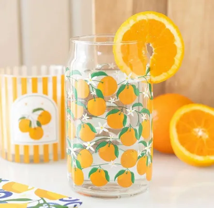 Verres - Verre à canette à motif orange - SOMETHING DIFFERENT WHOLESALE