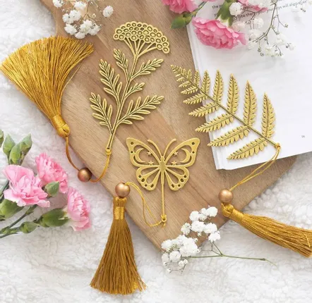 Stationery - Set of 24 Luna Bloom Metal Leaf Bookmarks - SOMETHING DIFFERENT WHOLESALE