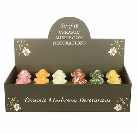 Ornements - Ensemble de 18 décorations de champignons sous vitrine - SOMETHING DIFFERENT WHOLESALE