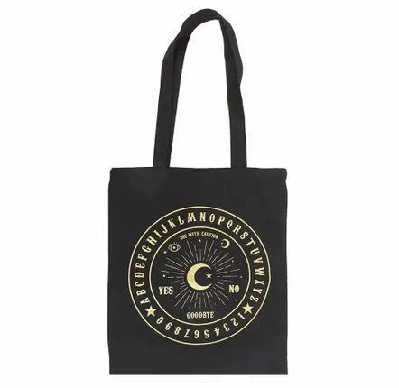 Bags and backpacks - Black and Gold Talking Board Polycotton Tote Bag - SOMETHING DIFFERENT WHOLESALE