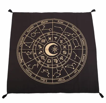 Nappes - Nappe d'autel noire à motif de roue astrologique de 72 cm - SOMETHING DIFFERENT WHOLESALE