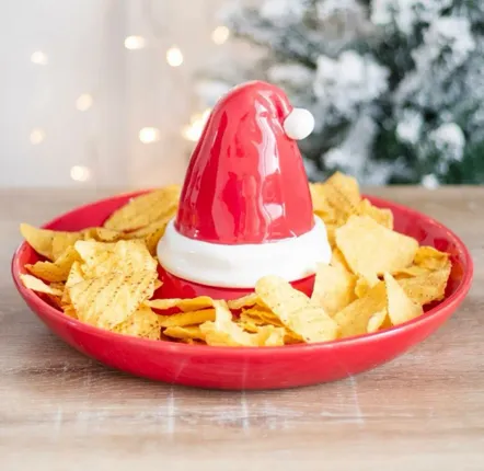 Sets de table - Plat de service à chips et trempette en forme de chapeau de Père Noël rouge - SOMETHING DIFFERENT WHOLESALE