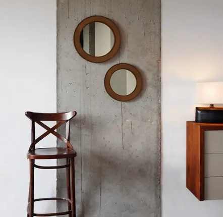 Mirrors - NORDIC MIRROR M – Solid Wood & Leather Round Statement Mirror - WOOD MOOD | :DODOMOOM
