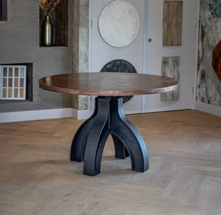 Conference tables - Industrial Solid Wood Table with Steel Base SL-018 - STURDY-LEGS