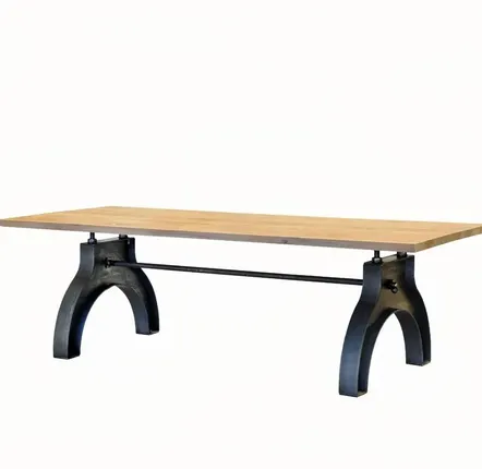 Bureaux d'entreprise - SL-002 Industrial Solid Wood Table with Steel Base - STURDY-LEGS