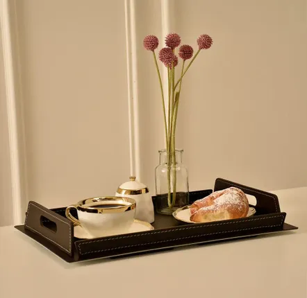 Petite maroquinerie - Plateau design en acier et cuir TABAKA - LIMAC DESIGN