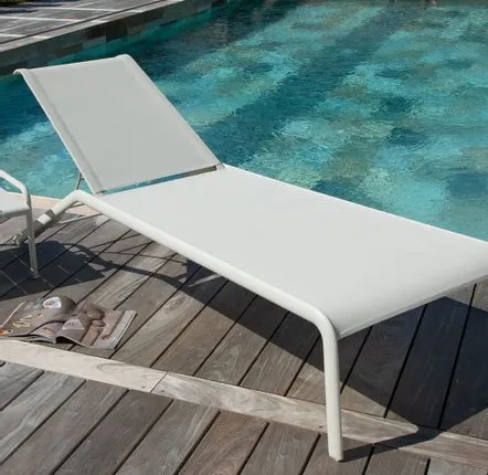 Deck chairs - Fleole pearl grey sunlounger. - EZEÏS