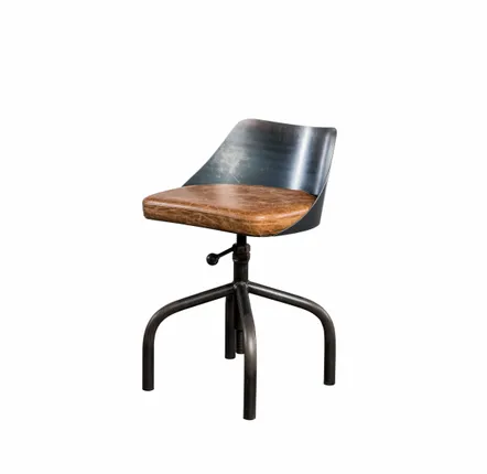 Armoires de bureau - Industrial Steel Chair with Leather Seat - STURDY-LEGS