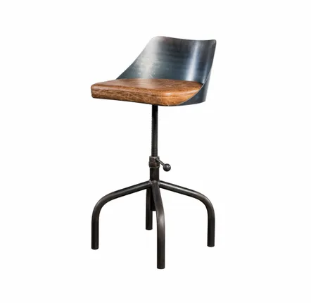 Armoires de bureau - Industrial Steel Chair with Leather Seat - STURDY-LEGS