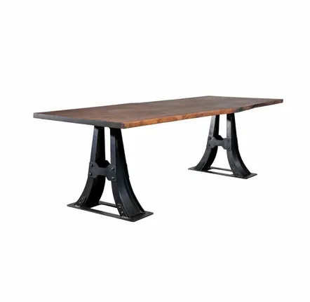 Bureaux d'entreprise - Industrial Solid Wood Table with Steel Base SL-036 - STURDY-LEGS