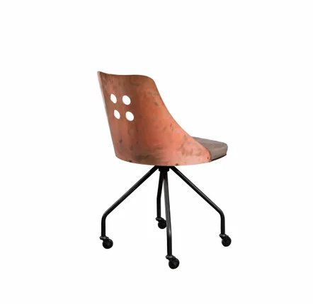 Armoires de bureau - Chaise industrielle en cuivre avec assise en cuir - STURDY-LEGS