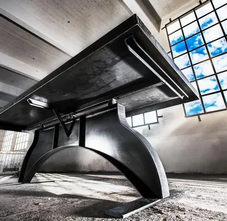 Conference tables - SL-008 Industrial Fixed-Height Central-Base Table - STURDY-LEGS