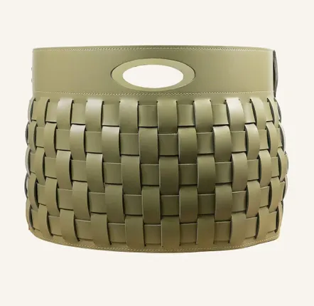 Storage boxes - Storage basket in woven leather THESA - oval - LIMAC DESIGN