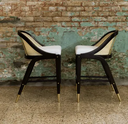 Sièges pour collectivités - Tabouret de comptoir Wormley Assise tissu COM, Structure bois, cannage - DUISTT