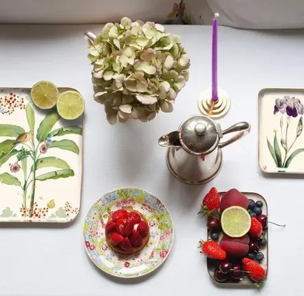 Trays - Iris enamelled tray - PARADISIO IMAGINARIUM