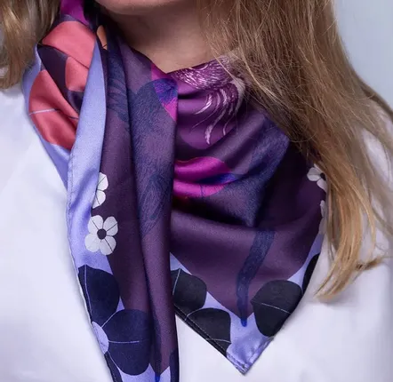 Scarves - Red throat bird scarf (purple model) - KOUNTHEA RETH