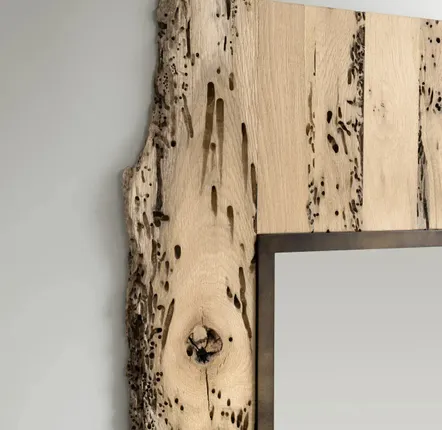 Mirrors - Due Facce | Geometric Mirror with Reclaimed Bricola Oak Frame - DE ZOTTI & DE BRICOLA