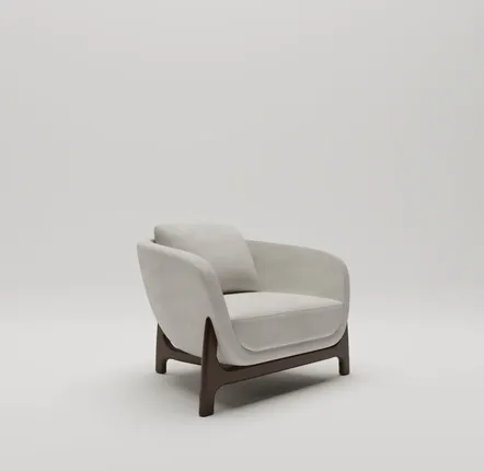 Lounge chairs for hospitalities & contracts - Oscar wood Sofa Armchair, Bouclé, COM option, Darkened Sycamore Wood - DUISTT