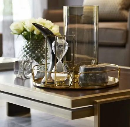 Tables for hotels - James Rectangular Coffee Table in Ebony Wood and Brass, mid-century - DUISTT
