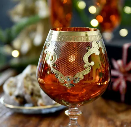 Verres à pied - Superbes verres à cognac - Set de 6 pièces Angel Red-ARF - COMBI POLAND GLASS DECORATOR