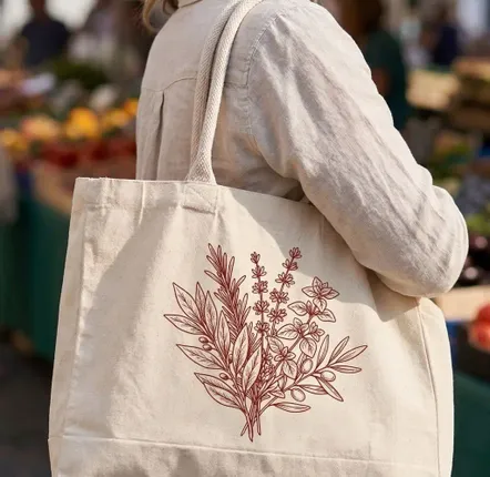 Bags and totes - Large 220gsm cotton tote bag with drawstring handle - Betty - MEME BERNADETTE (FEEL-INDE)