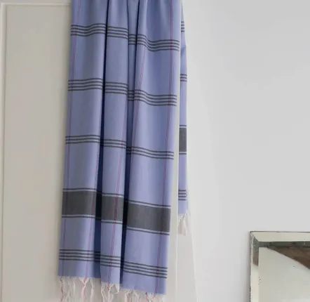 Serviettes de bain - fouta Organic bleu lavande/bleu foncé - OTTOMANIA
