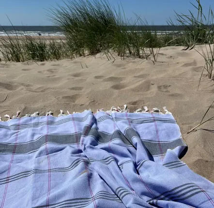 Serviettes de bain - fouta Organic bleu lavande/bleu foncé - OTTOMANIA